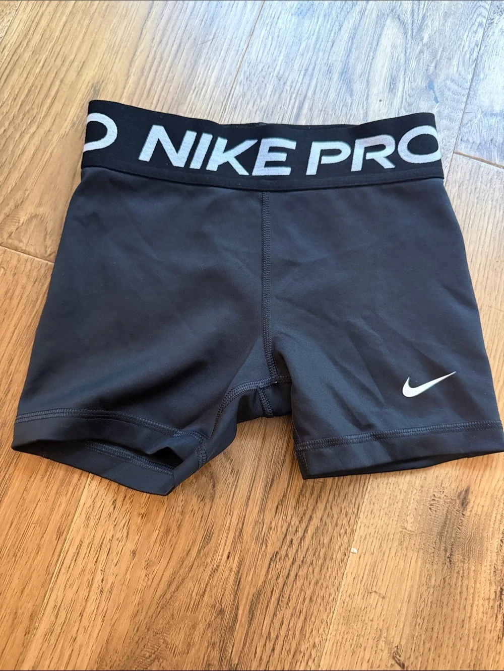 Nike Black Girls' Pro Compression Shorts with White Swoosh